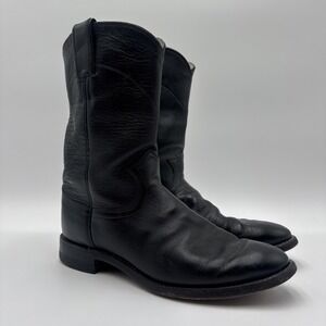 Justin Boots Men's 6 D Black Leather Western Roper Cowboy Jackson Riding 3133